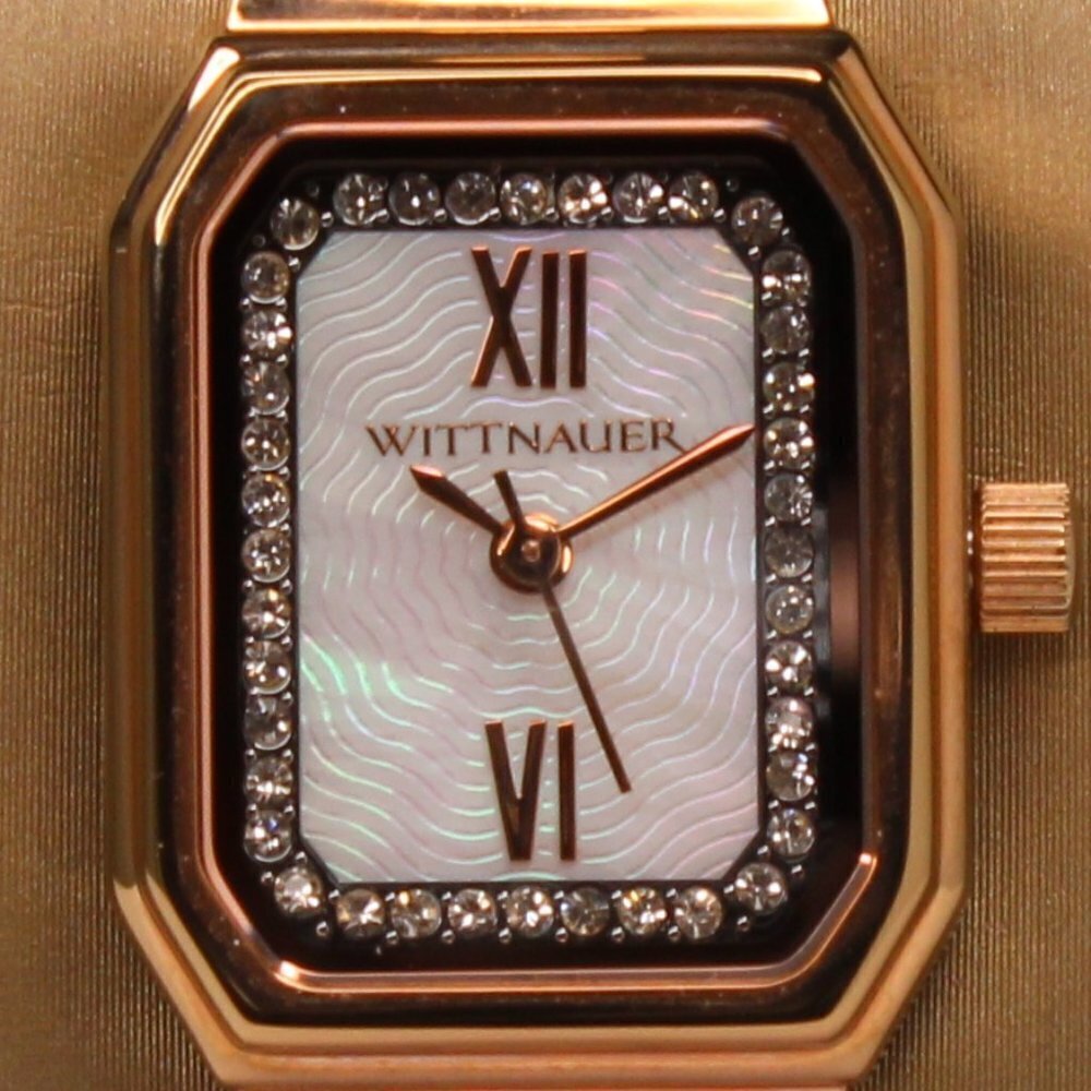 Wittnauer Ladies Watch Crystal Insets Rose Gold Tone Mother Of Pearl Dial 20mm - Picture 9 of 13